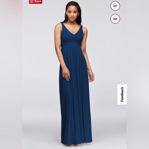 David’s Bridal marine blue chiffon dress